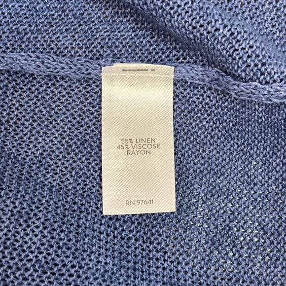 J. Jill Tunic Sweater XL Blue Linen Blend Boat Neck Lightweight Sheer Women's - Picture 12 of 12